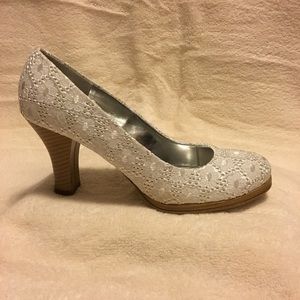 White Floral Lace High Heels